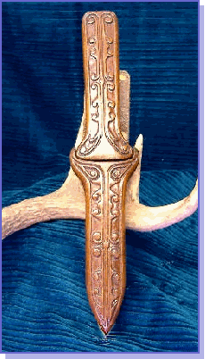Hand Carved Walnut Handle and Scabbard Done With Homemade Tools